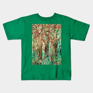 Walking through the Forest - watercolor painting collage Kids T-Shirt